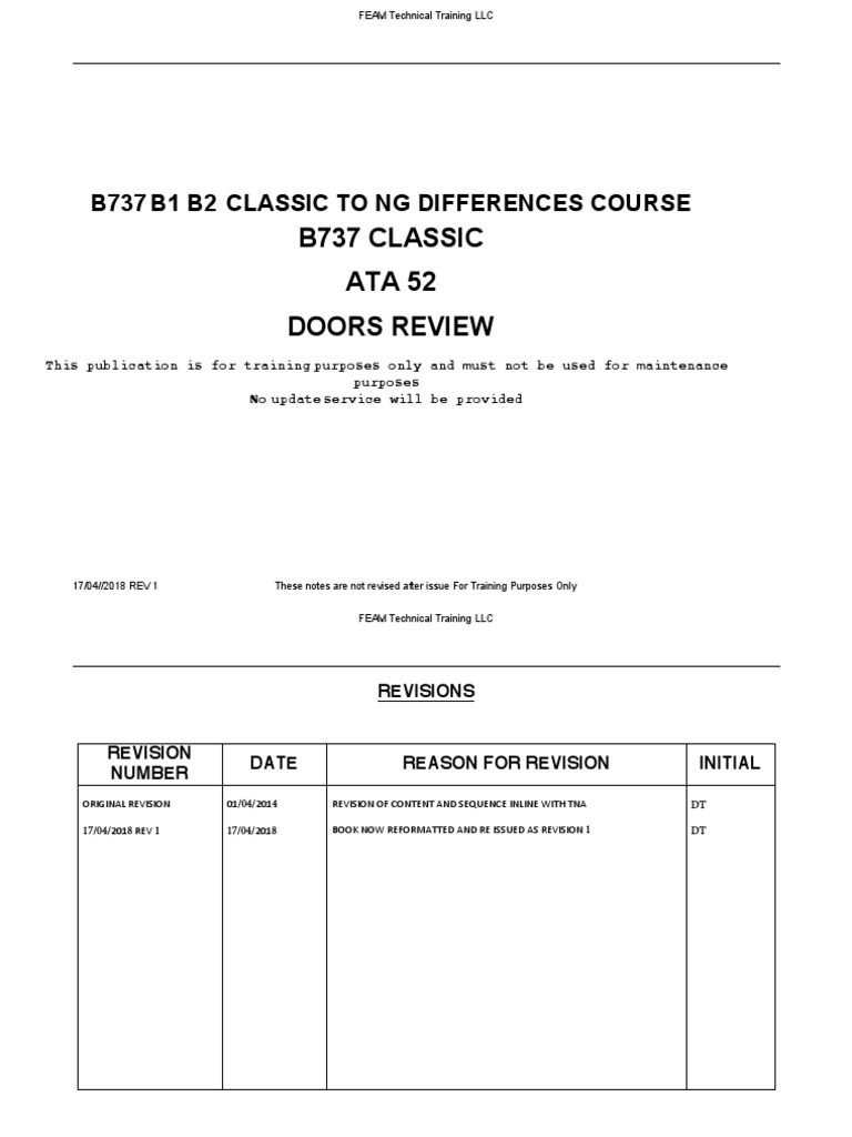 2 b737 NG 52 Doors Review PDF Door Manufactured Goods