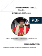 Plan de Gobierno Distrital Mara PERIODO 2023-2026: "Mara, Honestidad Y Experiencia Comprobada"