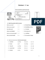 Worksheet - 5.º Ano - Front Page