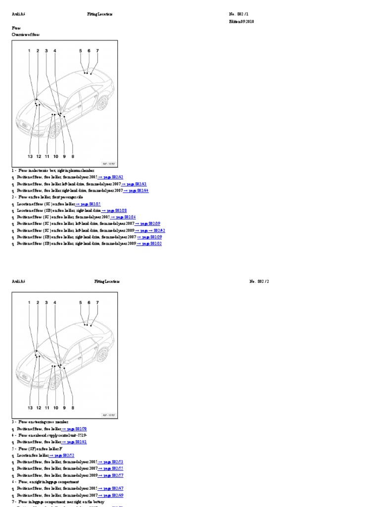 Audi A6 C6 Fuses | PDF | Valve | Turbocharger