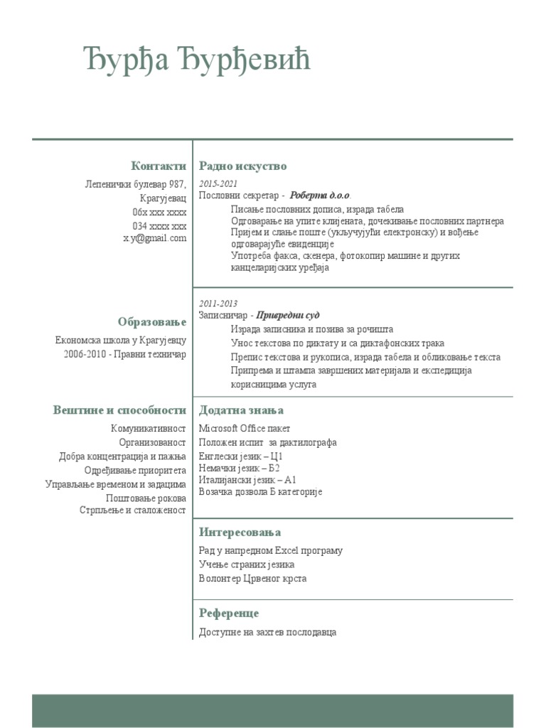 Primer Dobre Radne Biografije | PDF