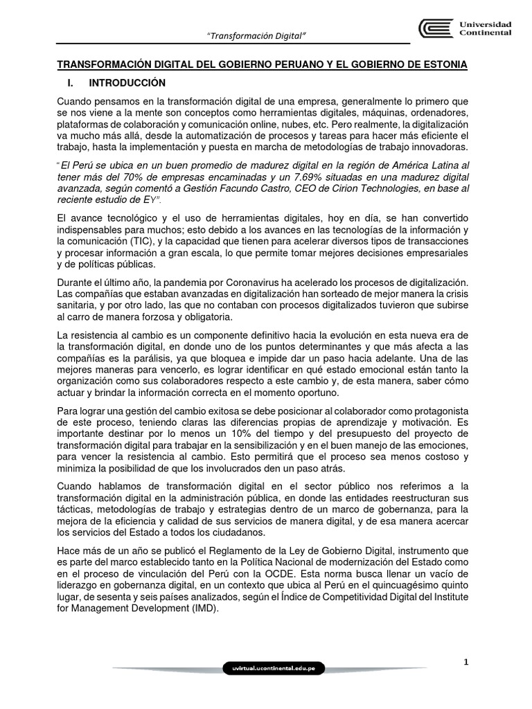 Transformación Digital en el Perú | PDF | Gobierno E | Corrupción política