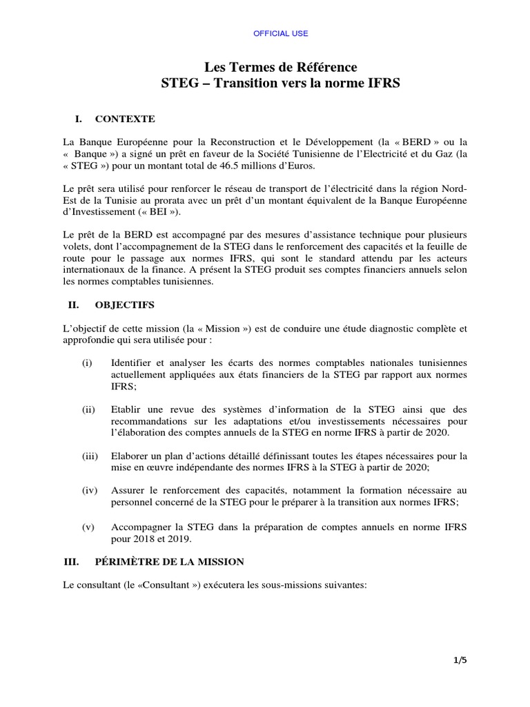 Transition IFRS pour la STEG en Tunisie | PDF | Normes internationales ...