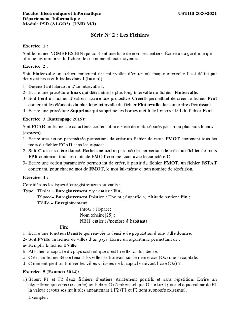 Algorithmes de traitement de fichiers en informatique | PDF | Fichier ...