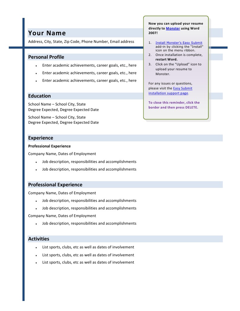 Uploading Your Resume to Monster | PDF