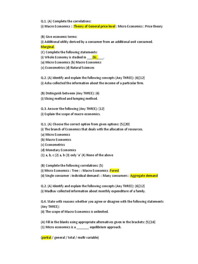 Imp QuestionsChapter 1 Economics | PDF | Economics | Microeconomics