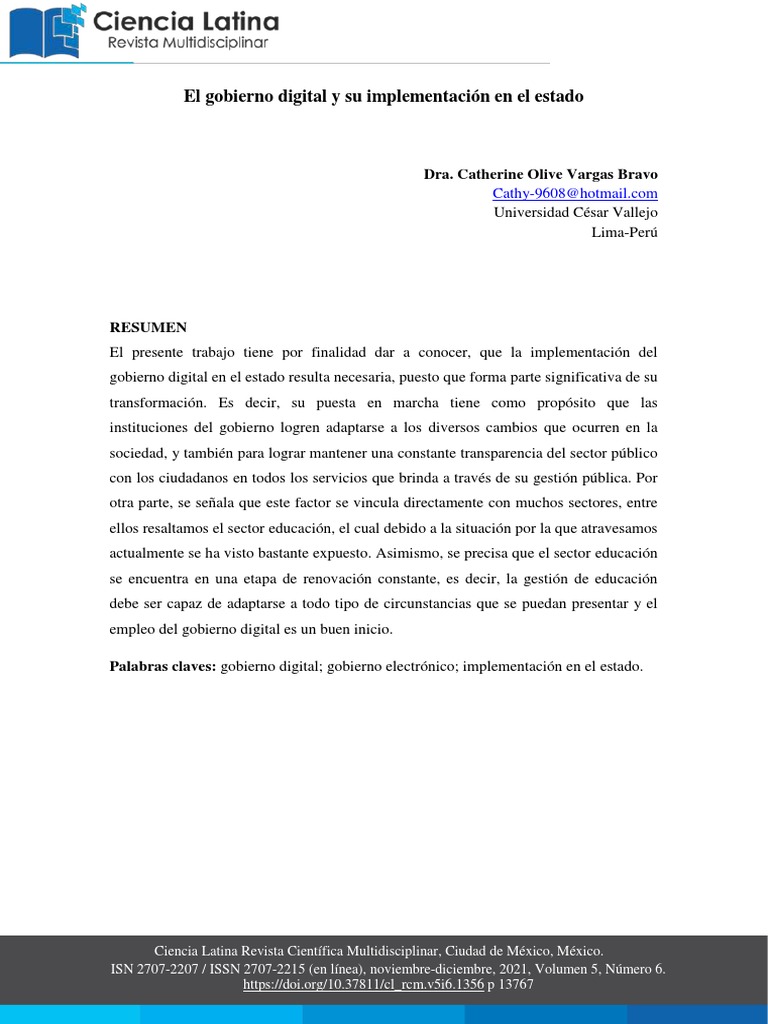 Implementación del Gobierno Digital en el Estado | PDF | Gobierno E ...