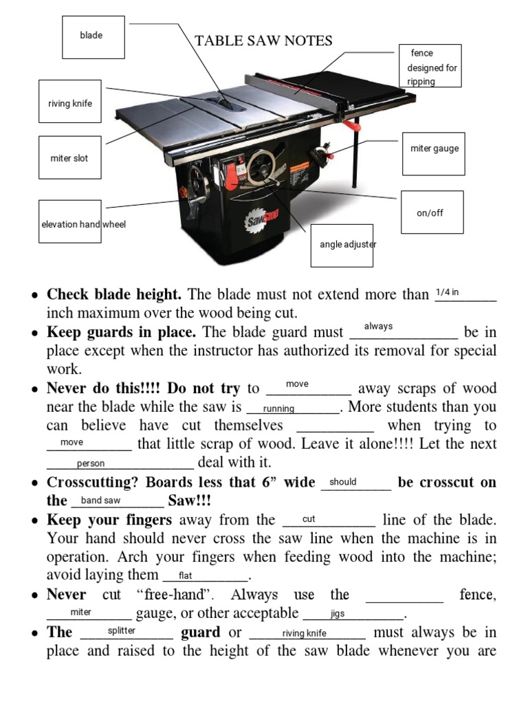Kami Export - Joshua Merri - Table Saw Notes 1 | PDF | Crafts | Machines
