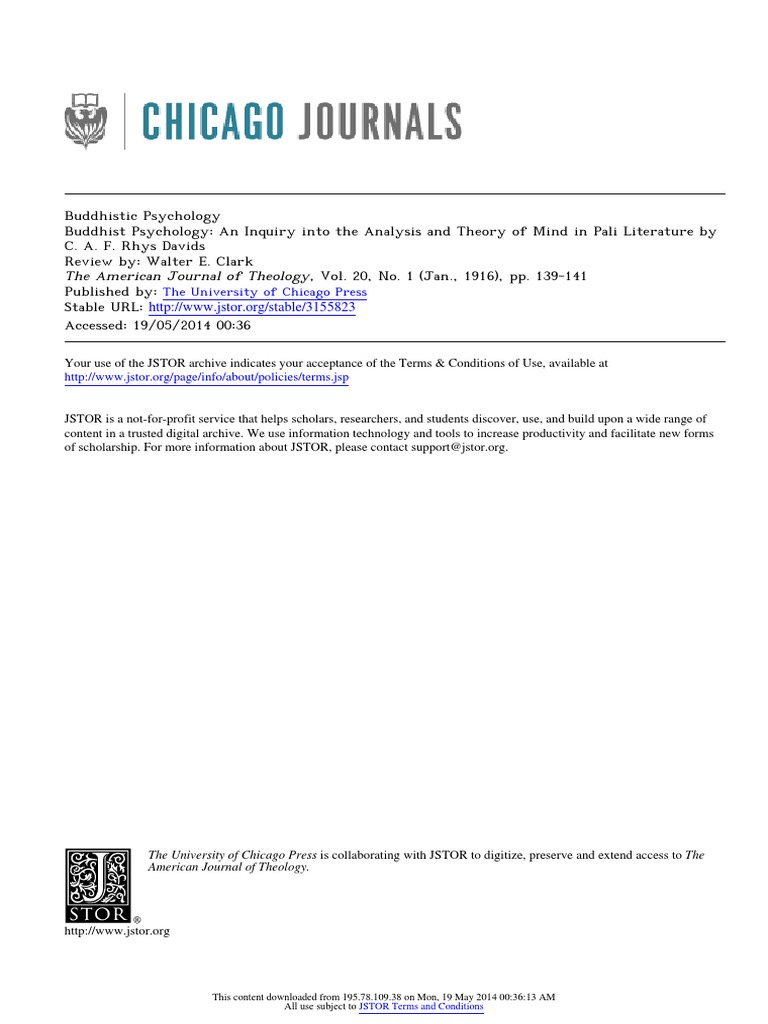Buddhist Psychology 1 PDF Mind Psychology