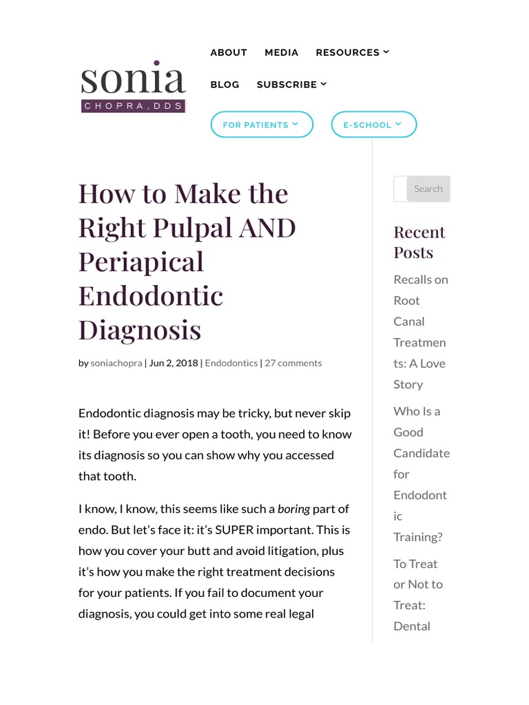 Making The Right Pulpal and Periapical Endodontic Diagnosis Download
