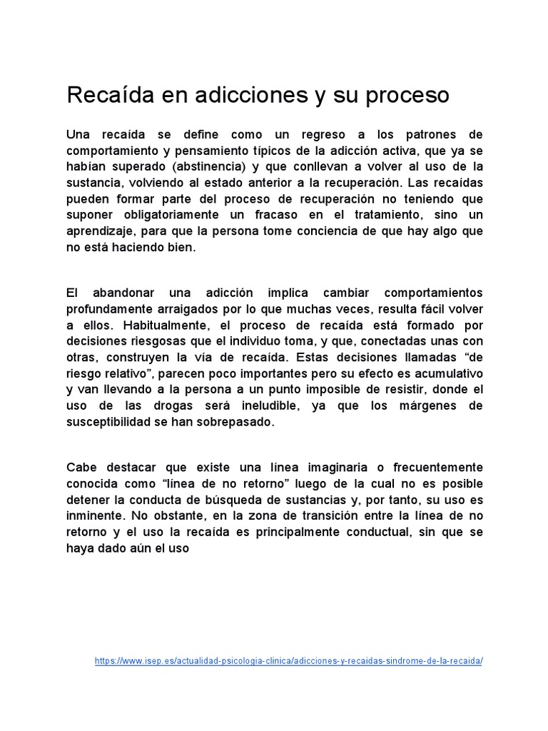 Recaída y Su Proceso | PDF | Comportamiento | Las emociones