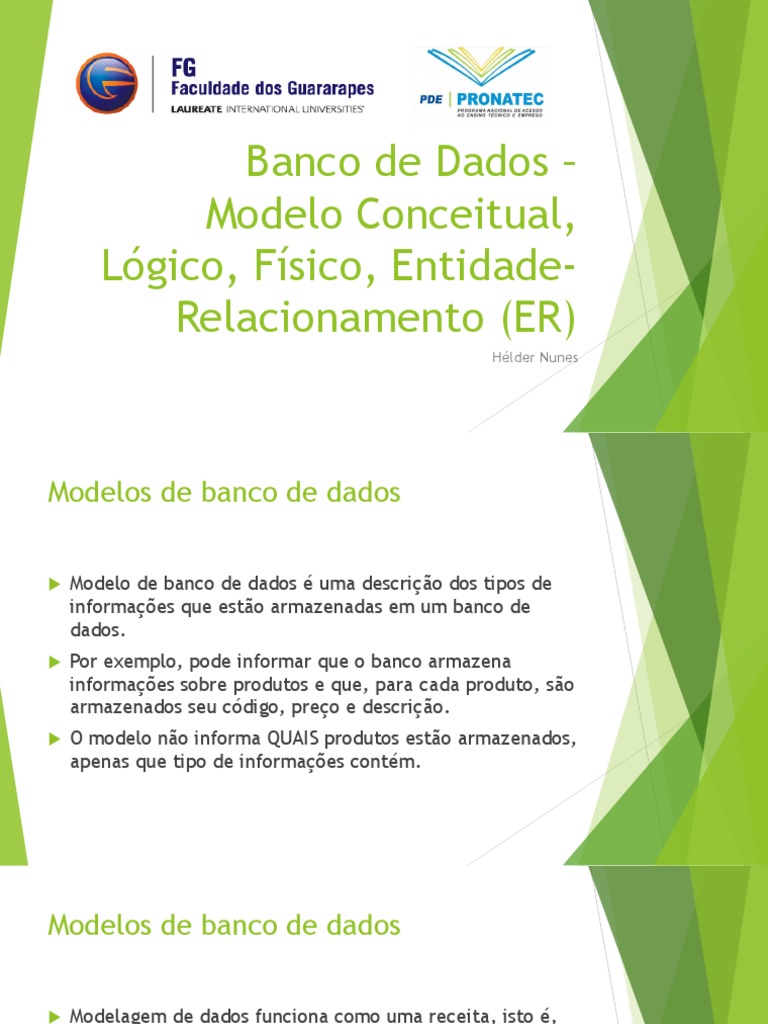 Modelos de Banco de Dados: Conceitual a Físico | PDF | Dados | Tabela ...