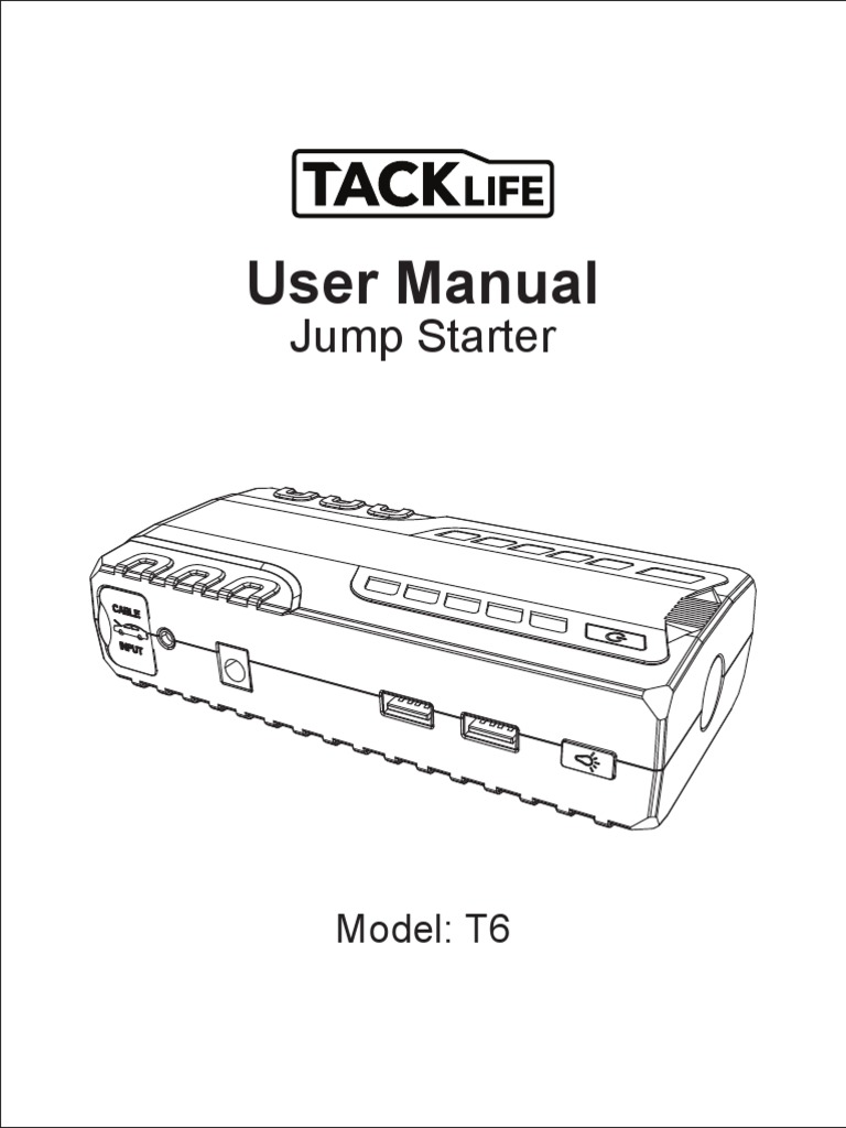Tacklife T6 Jump Starter PDF Battery Charger Electronics