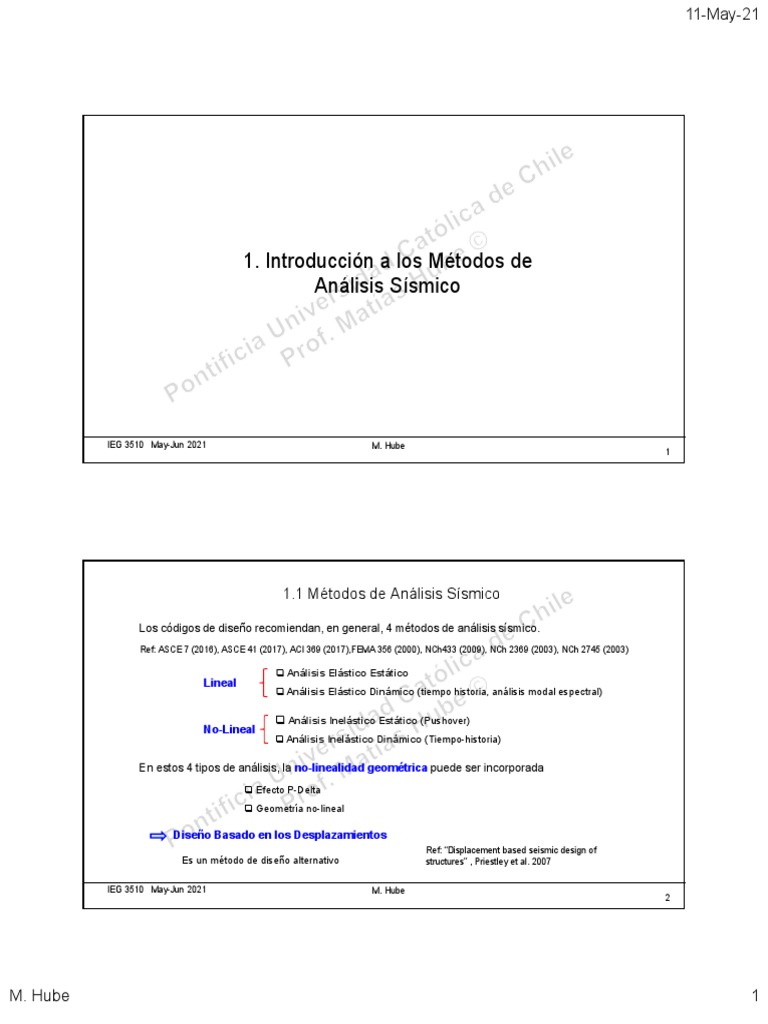 Introducción Métodos Análisis Sísmico PDF Sistema no lineal