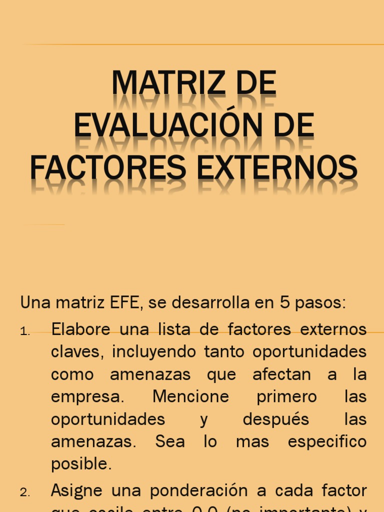 Matriz EFE: Evaluación de Factores Externos | PDF | Negocios