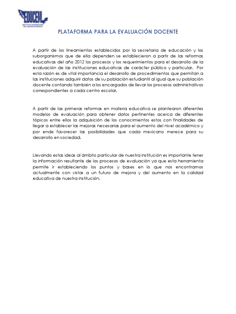 Manual Evaluacion Docente | PDF | Evaluación | Maestros