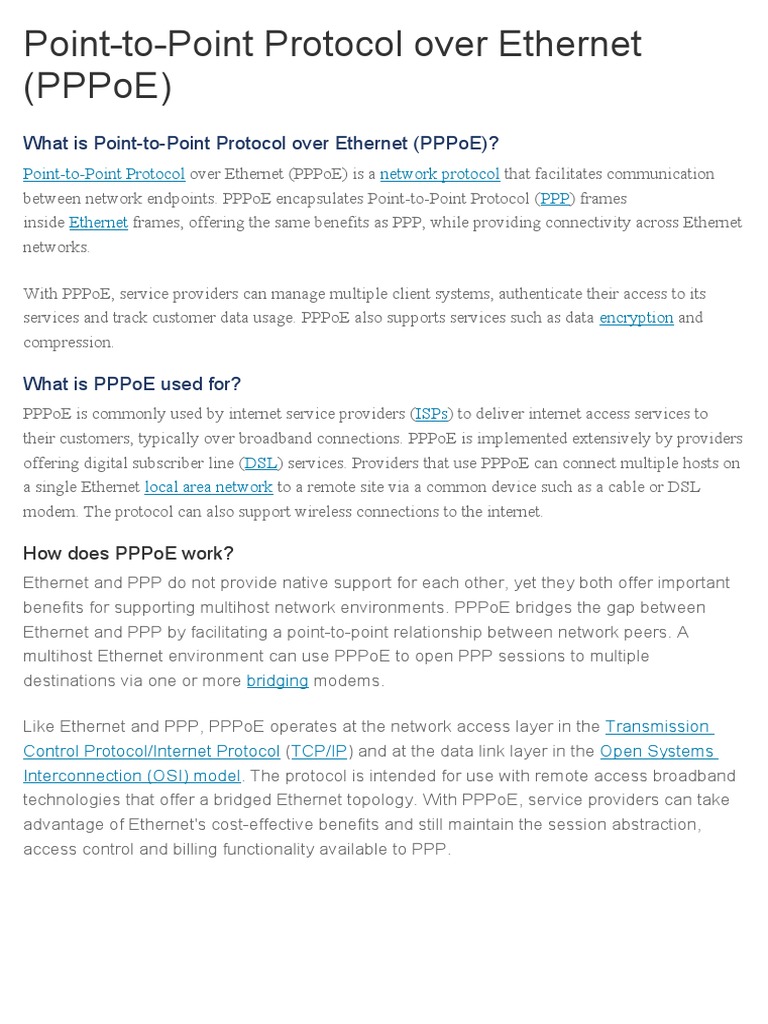 PPPOE | PDF | Computer Network | Internet Protocol Suite