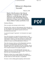Odgovor Milosevica Na Ultimatum Iz Rambujea 1999 22 Mart