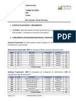 Cambio de Turno Mantencion Mina Del 14 Al 20 de Diciembre