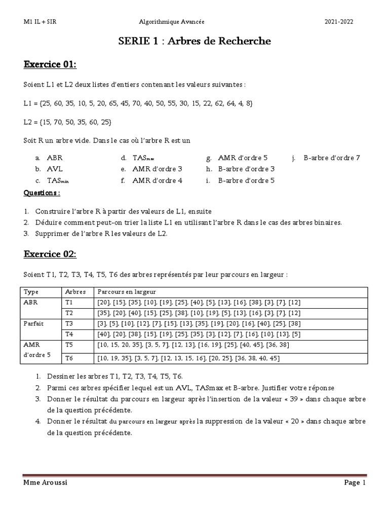 Arbres et Algorithmes de Tri | PDF