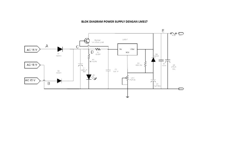 Blok Diagram Power Supply LM317 | PDF