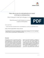 Retos Éticos para Los Administradores en Salud en La Época Contemporánea