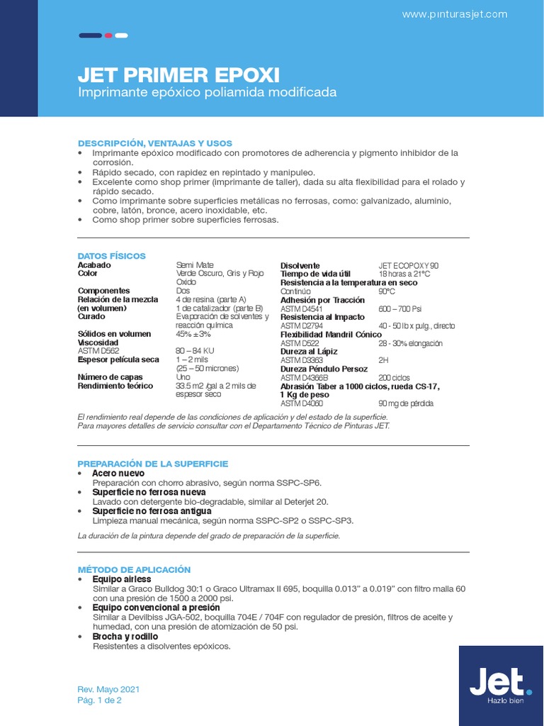 Jet Primer Epoxi | PDF | Epoxy | Materiales de construcción