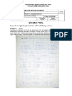 Transferencia de calor y masa: examen final