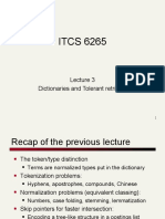 Fdocuments - in 1 Itcs 6265 Lecture 3 Dictionaries and Tolerant Retrieval