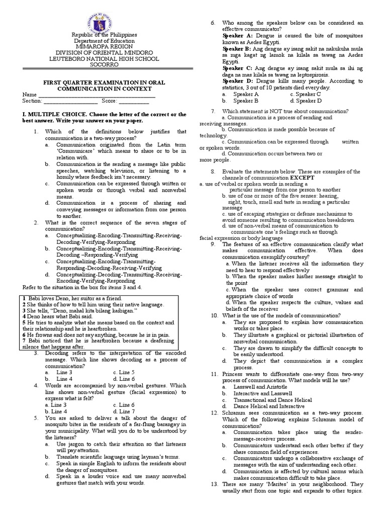 Oral Comm Midterm PDF Communication Nonverbal Communication