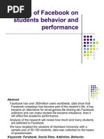 Download Effects of Facebook on Students Behavior and Performance by Mohammad Kaleem SN60523400 doc pdf
