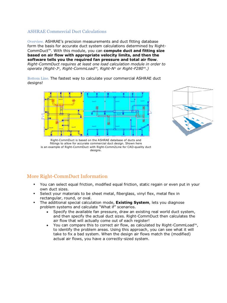 ASHRAE Commercial Duct Calculations