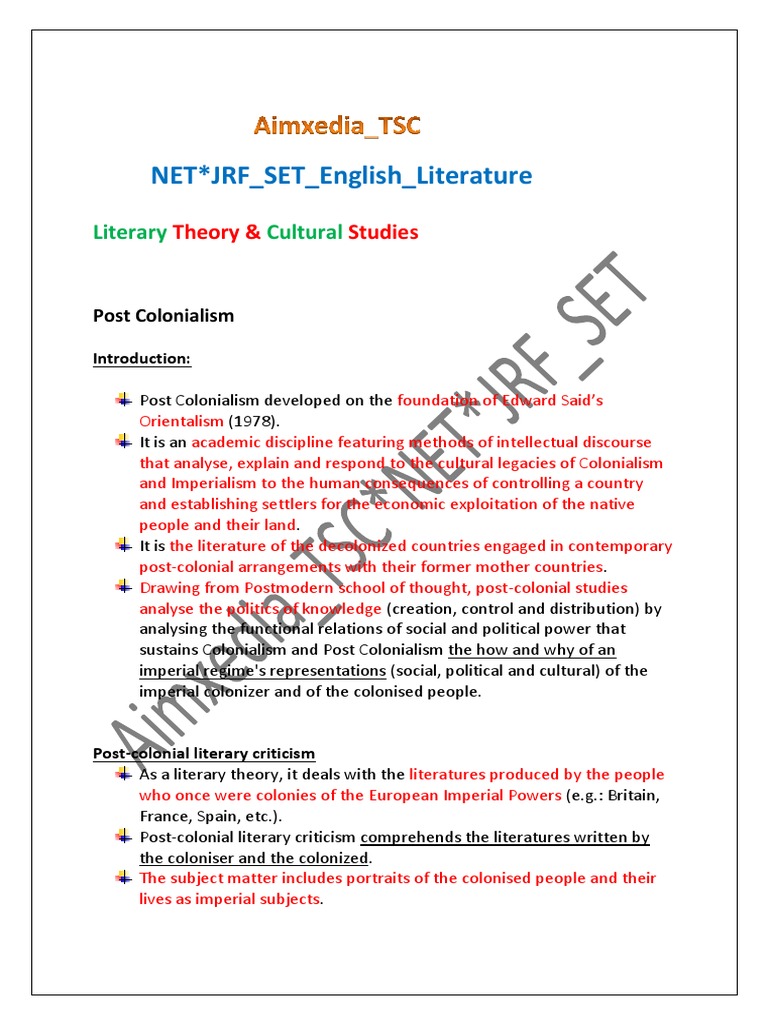 Post Colonialism Ii Pdf Postcolonialism Colonialism