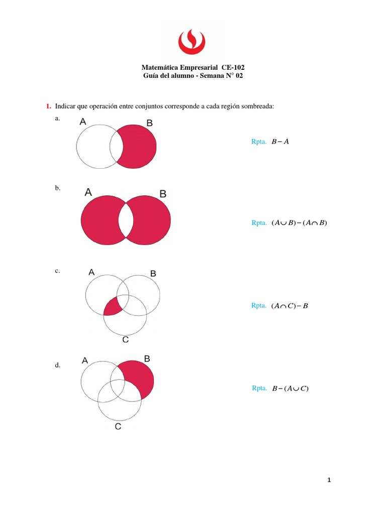 CE102 - Guia Ejercicios - Conjuntos - Semana 2 - 2022 | PDF | Economias