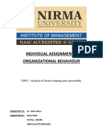 Individual Assignment 1 Organizational Behaviour: TOPIC:-Analysis of Factors Shaping Your Personality