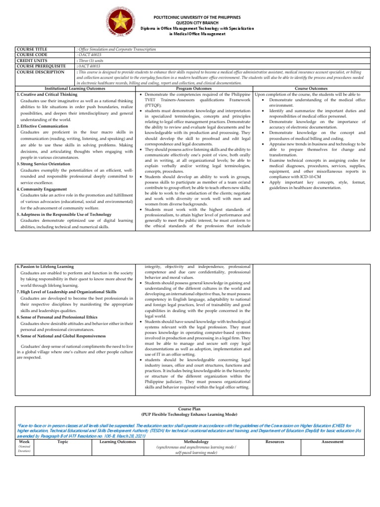 Office Simulation in Medical Management | PDF | Learning | Vocational ...