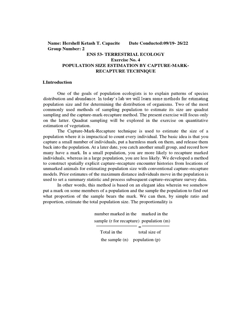 Exercise no 4 ens53 terrestrial ecology by hershell ketash capacite