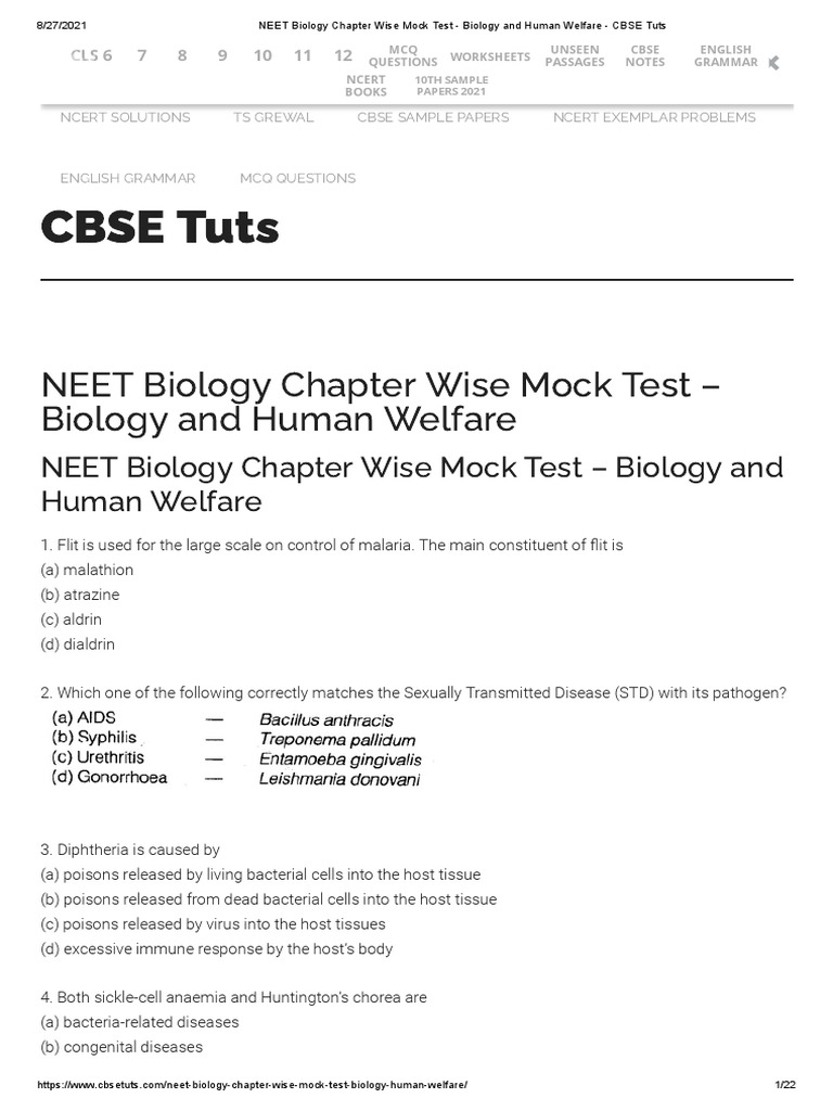 neet-biology-chapter-wise-mock-test-biology-and-human-welfare-cbse