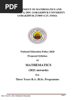 Mathematics: Department of Mathematics and Statistics, Ddu Gorakhpur University GORAKHPUR-273009 (U.P.) INDIA