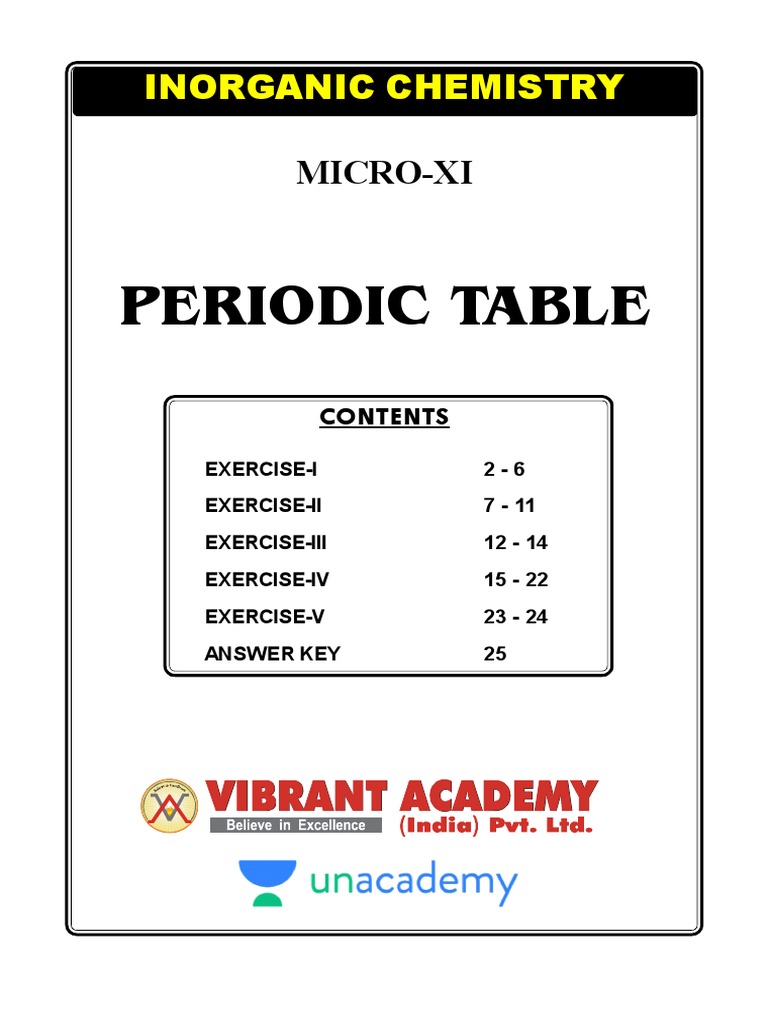 Inorganic Chemistry Periodic Table Exercises | PDF | Atomic Physics ...