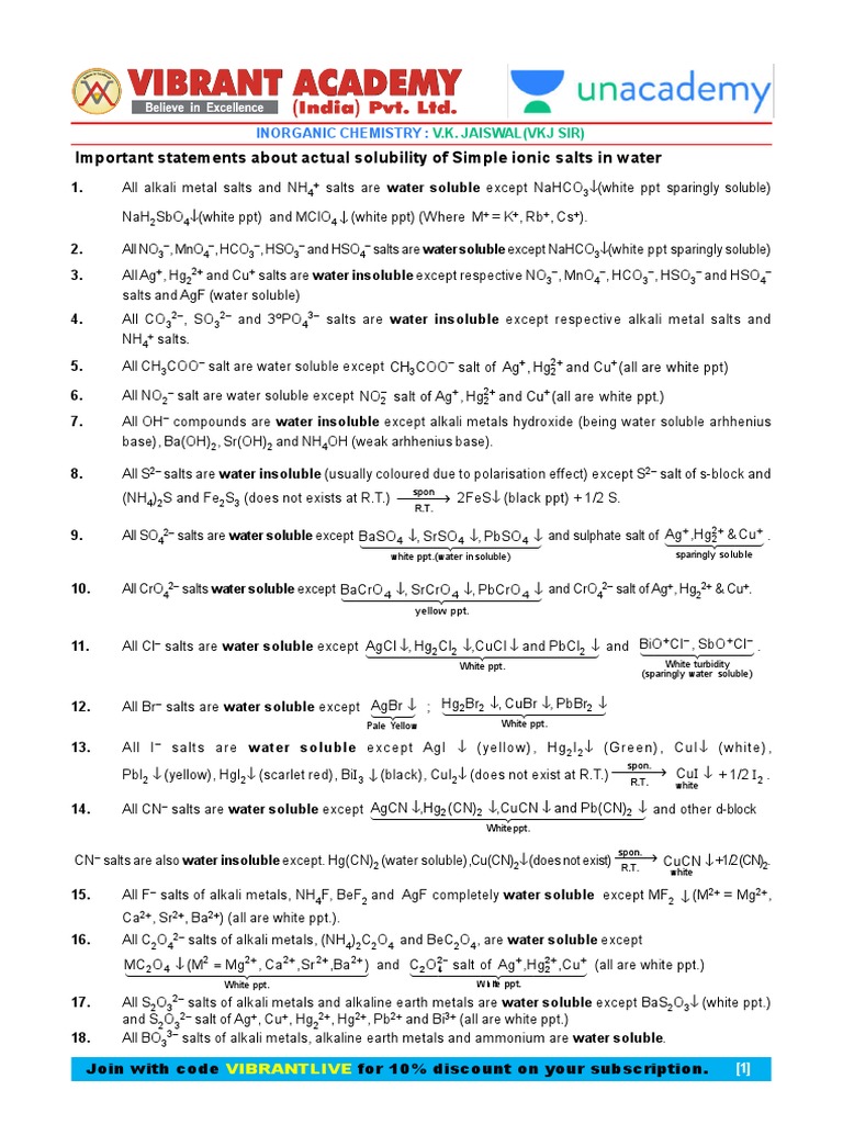 Solubility (Mega) | PDF | Salt (Chemistry) | Chemistry
