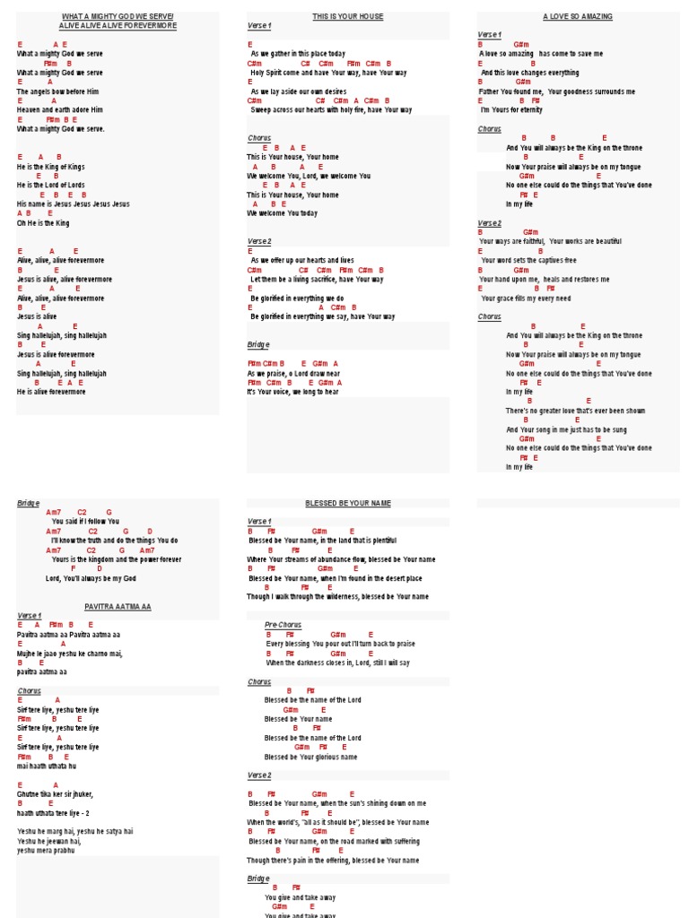 Chord Sheet - Worship Songs | PDF | God In Christianity | Jesus