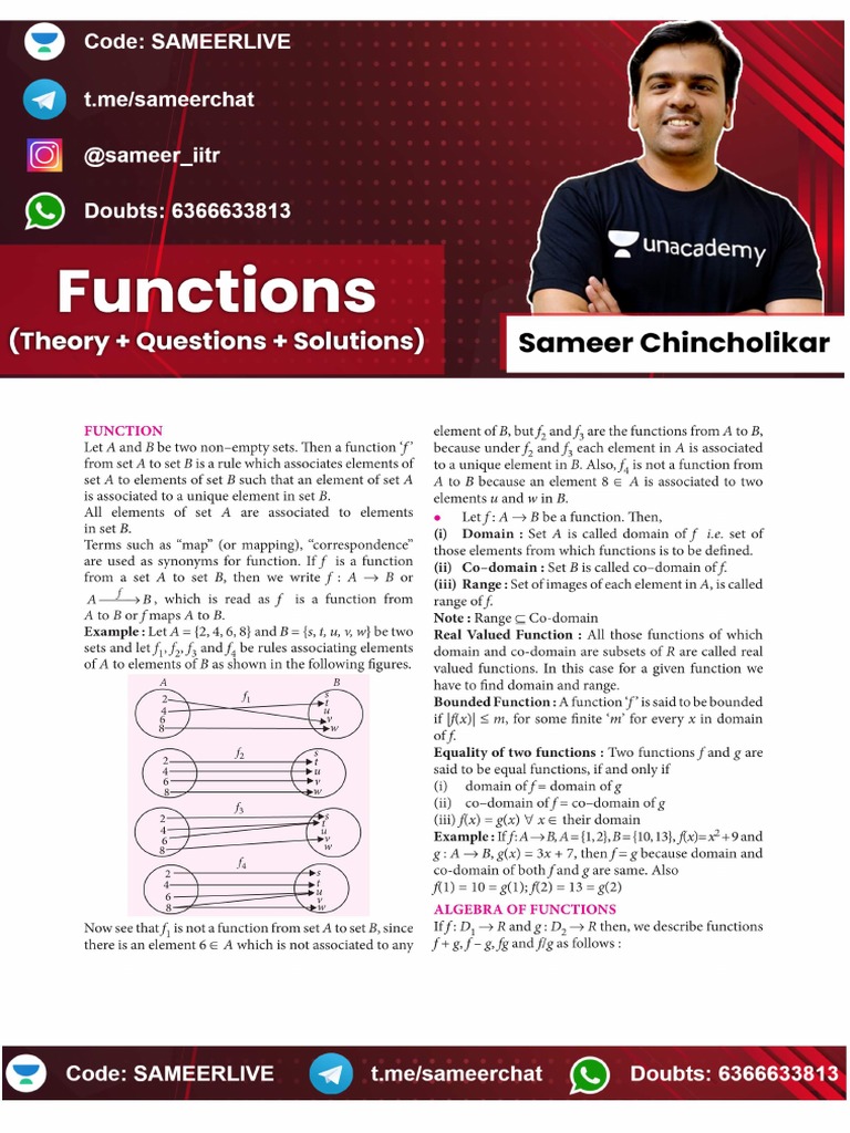 Functions Short Notes | PDF