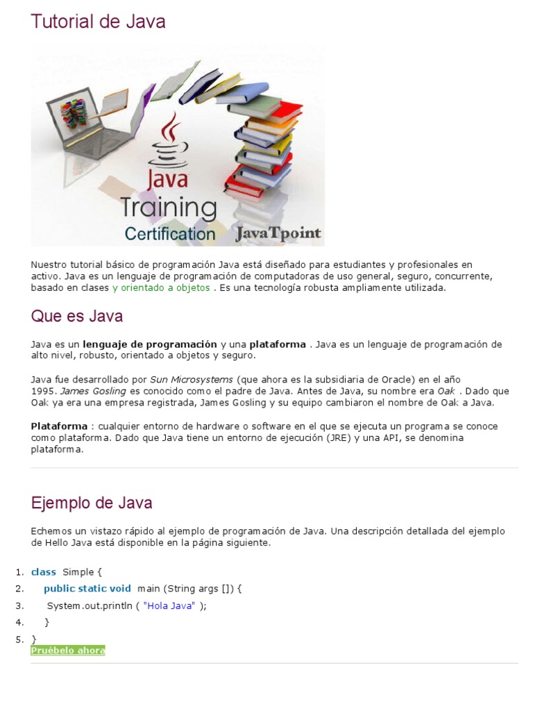 Tutorial de Java | PDF | Java (lenguaje de programación) | máquina ...