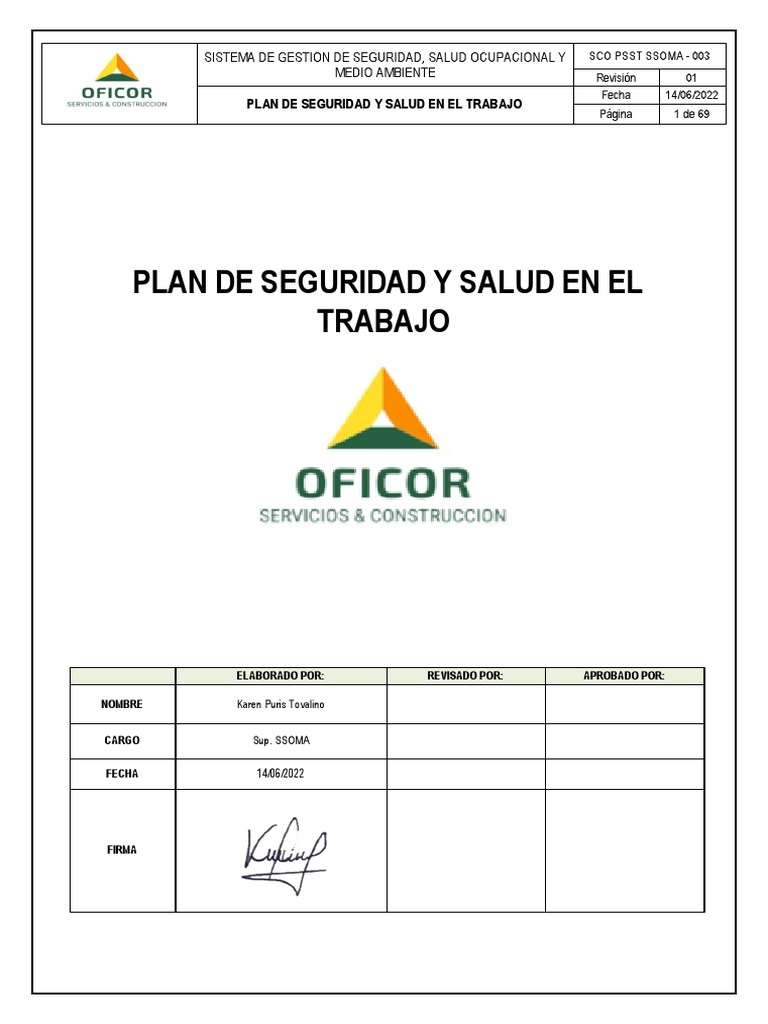 Plan integral de seguridad y salud ocupacional | PDF | Riesgo ...