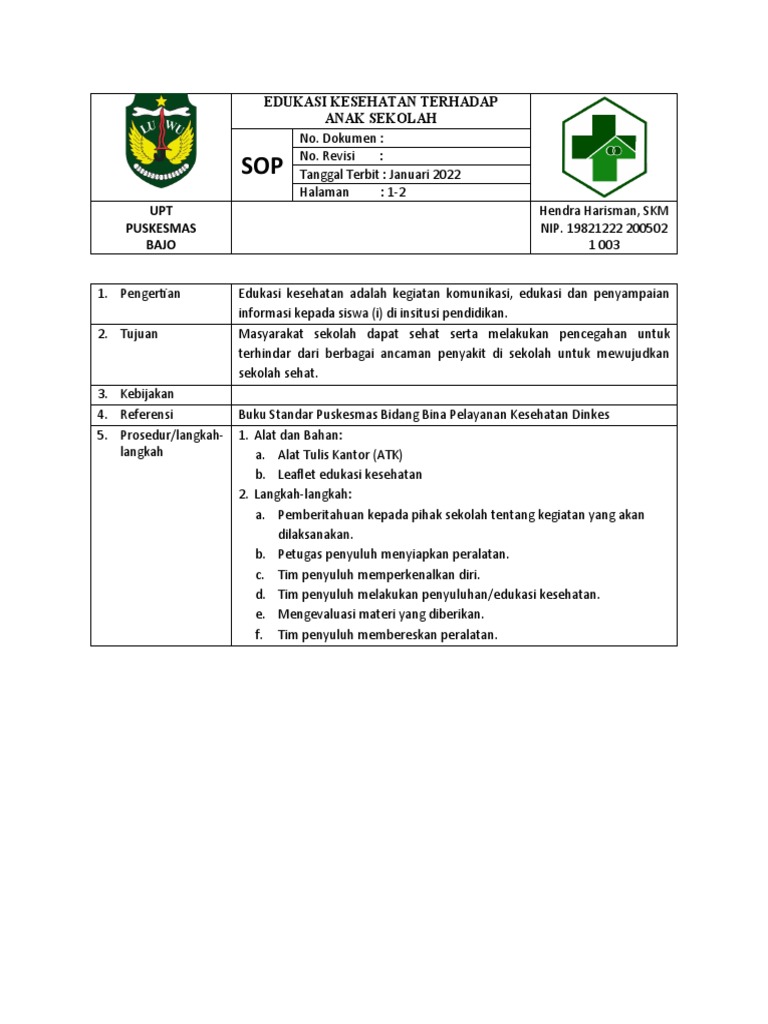 Sop Edukasi Sekolah Pdf
