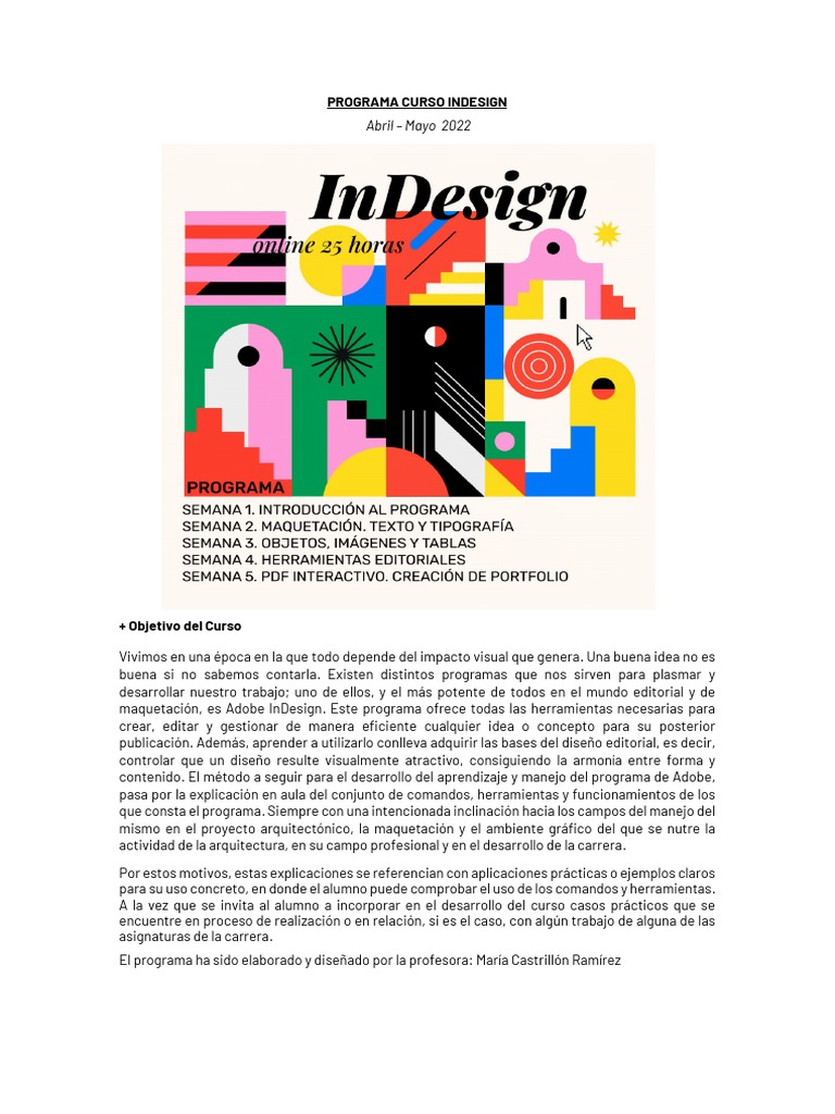 Curso de InDesign: Maquetación y PDF Interactivo | PDF | Adobe InDesign ...