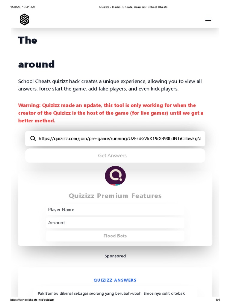 Quizizz Hacks, Cheats, Answers School Cheats PDF