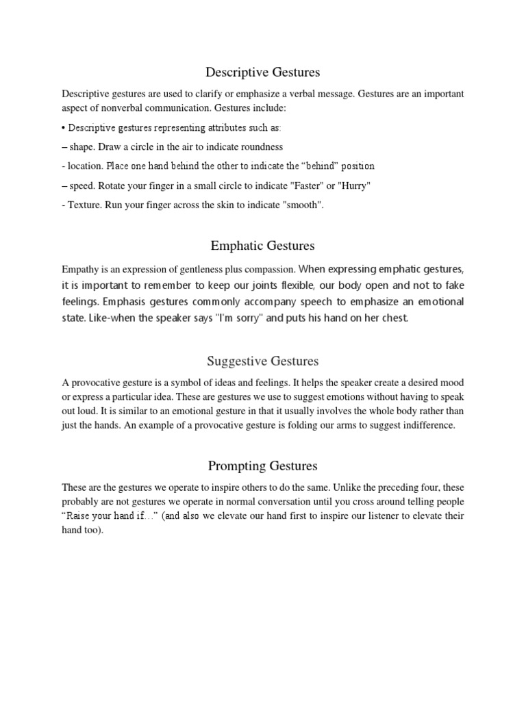 Understanding Descriptive Gestures | PDF | Self-Improvement