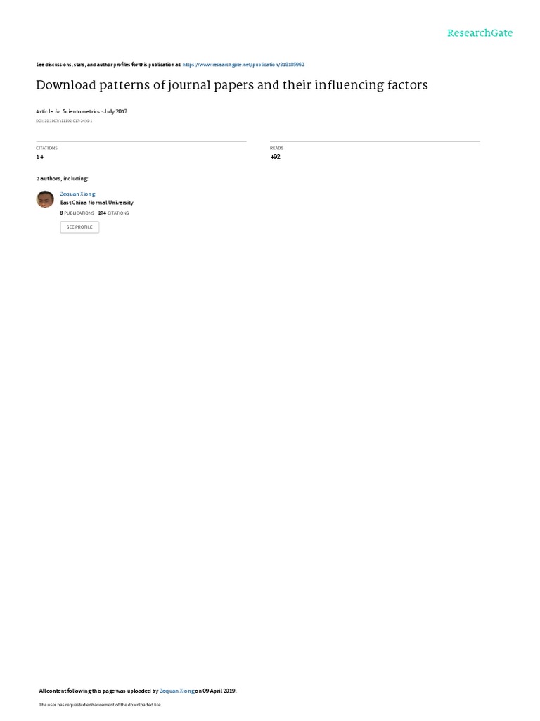 Patterns of Journal Papers and Their Influencing Factors PDF